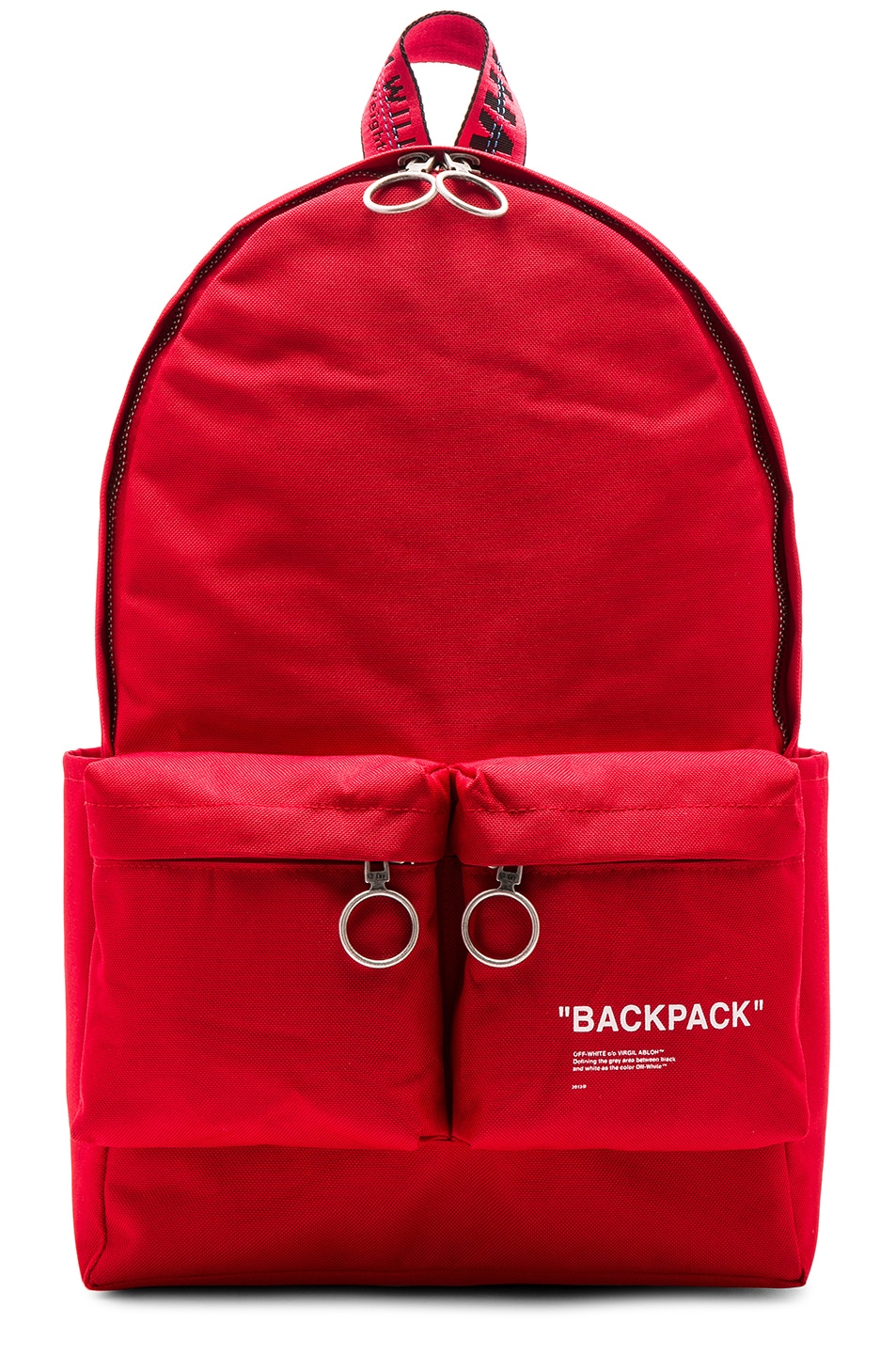 Image 1 of OFF-WHITE Quote Backpack in Red & White