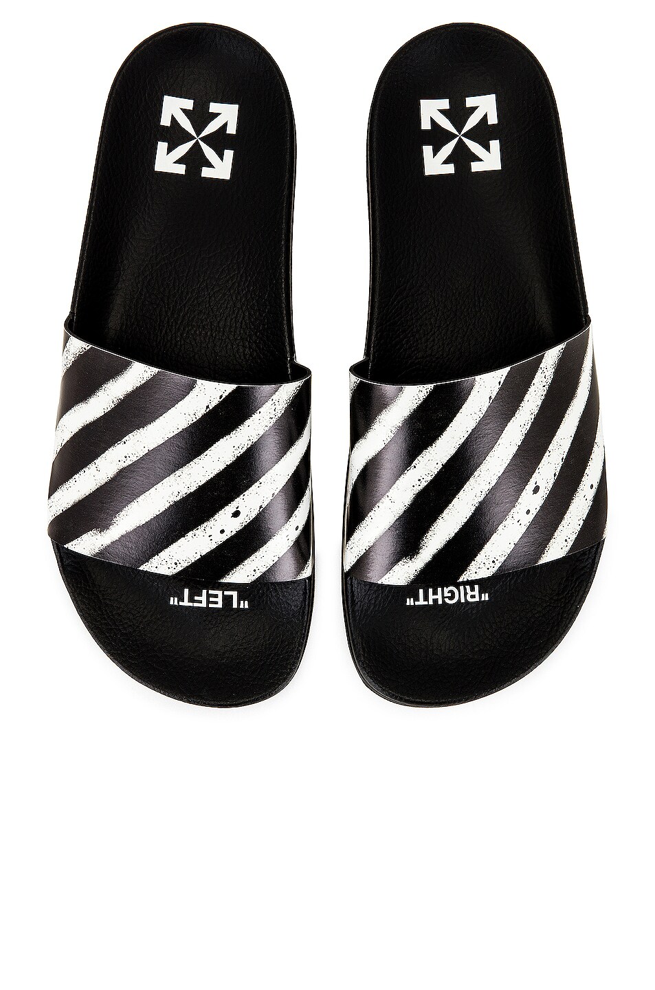 Image 1 of OFF-WHITE Diagonal Stripes Slide Sandals in Black & White