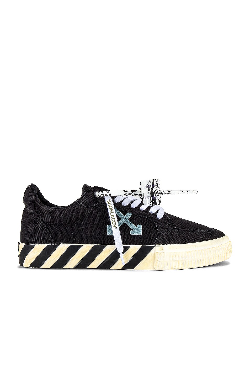 Image 1 of OFF-WHITE Low Vulcanized Eco Canvas Sneaker in Black & Blue