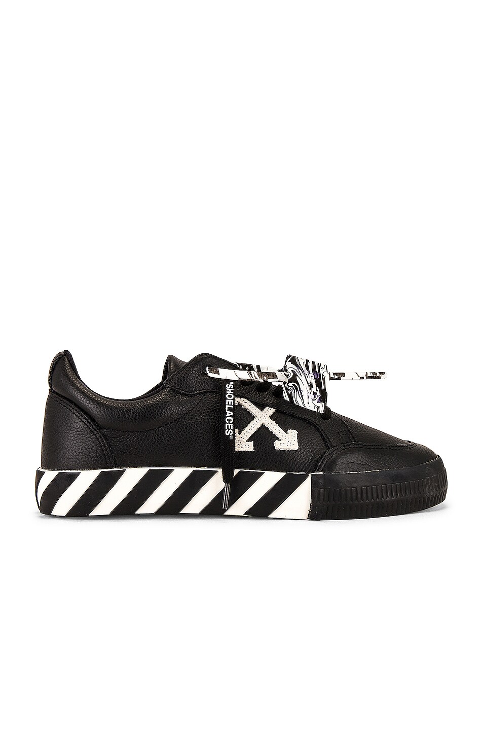 Image 1 of OFF-WHITE Low Vulcanized Calf Leather Sneaker in Black & White