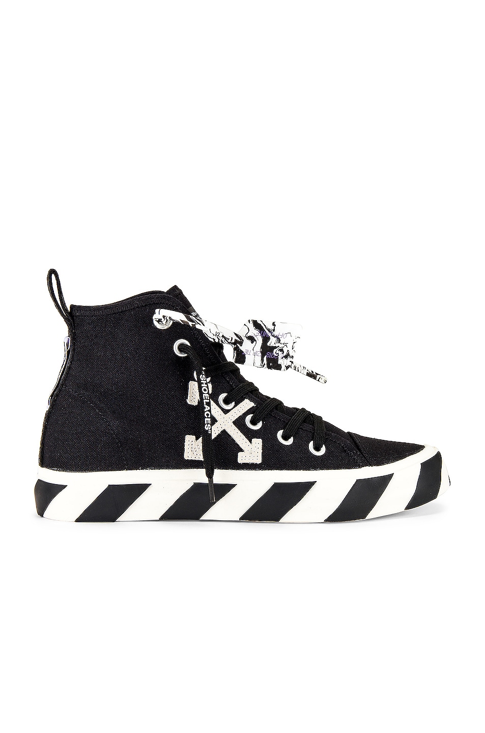 Image 1 of OFF-WHITE Mid Top Vulcanized Canvas Sneaker in Black & White