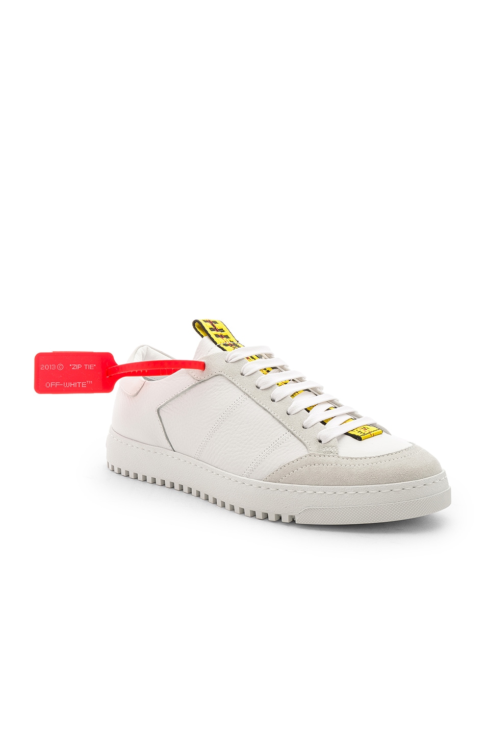 Image 1 of OFF-WHITE Leather Belt Sneakers in White & Yellow