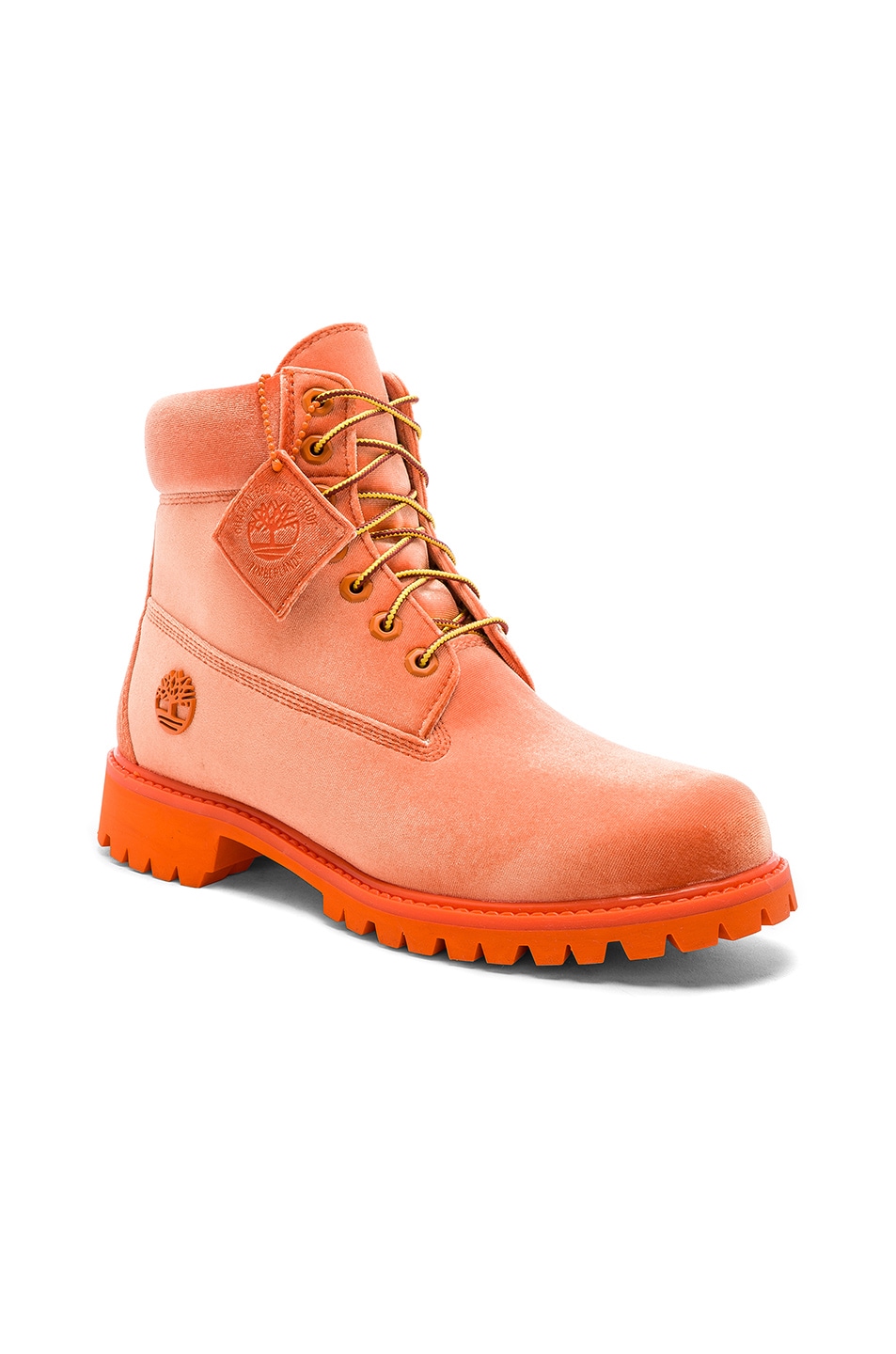 Image 1 of OFF-WHITE x Timberland Velvet Boots in Orange