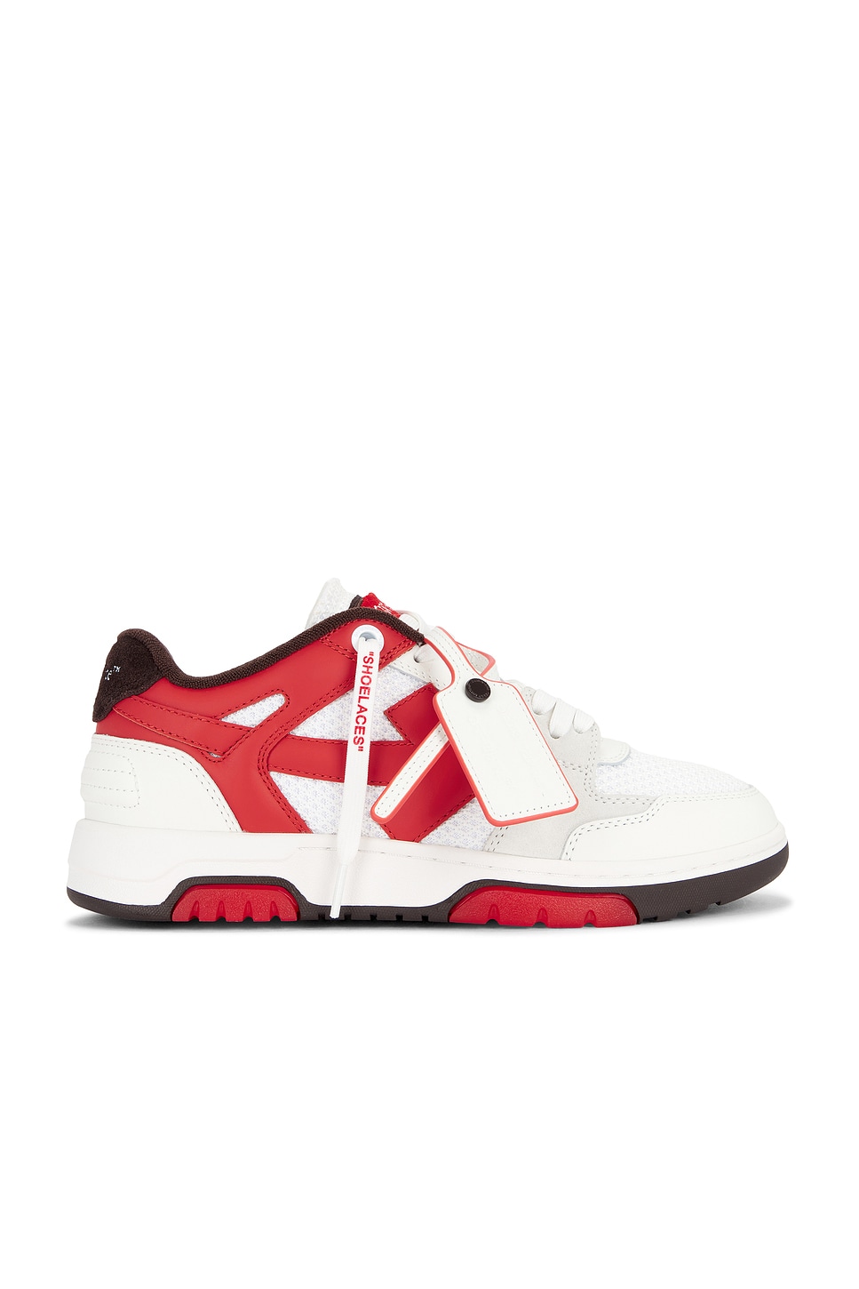 Image 1 of OFF-WHITE Slim Out Of Office Sneaker in Brick Red & White