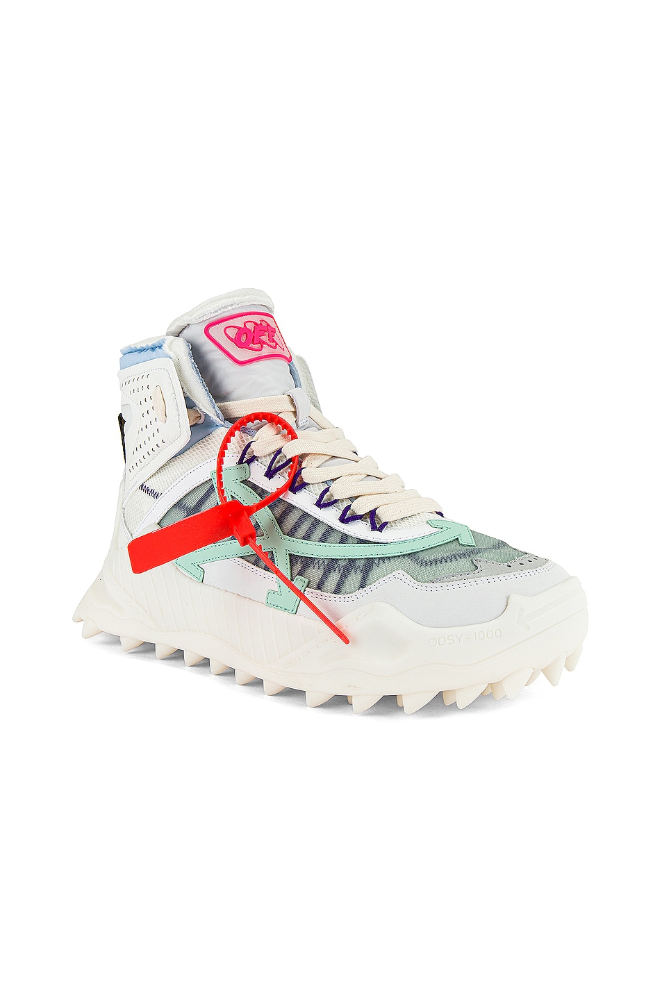 Image 1 of OFF-WHITE Odsy Hi in White & Pale Blue