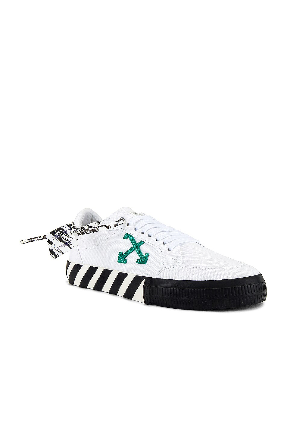Image 1 of OFF-WHITE Low Vulcanized Sneaker in White & Green
