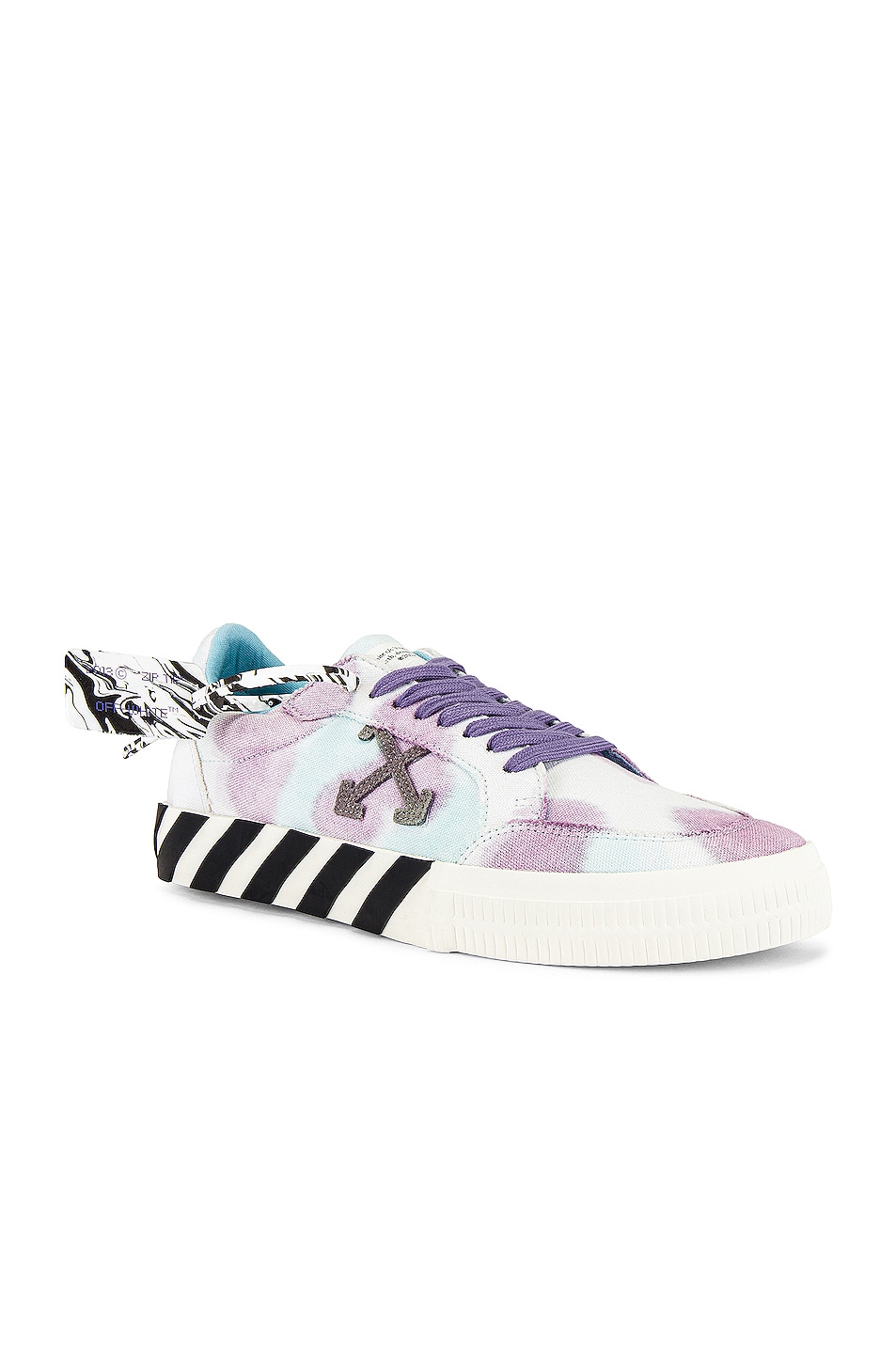 Image 1 of OFF-WHITE Tie Dye Low Vulcanized Sneaker in White & Lilac