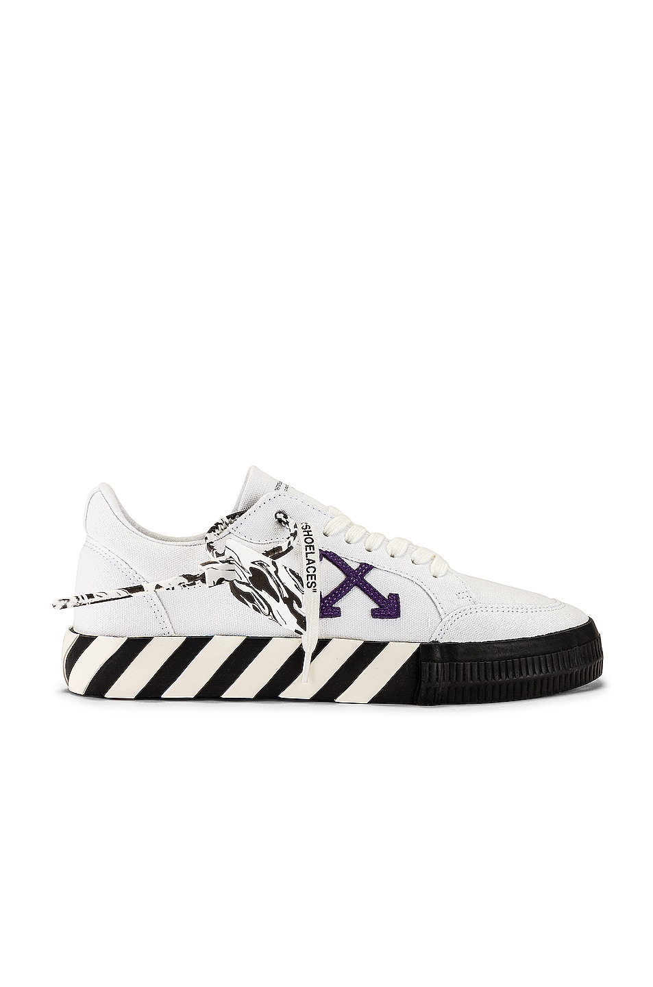 OFF-WHITE Low Vulcanized Canvas Sneaker in White & Purple | FWRD