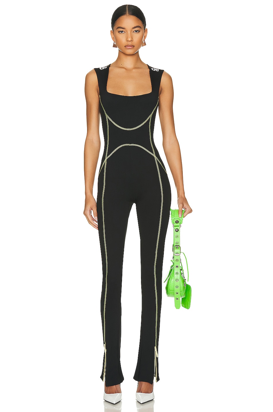 Image 1 of OFF-WHITE Contrast Sleeveless Jumpsuit in Black & White
