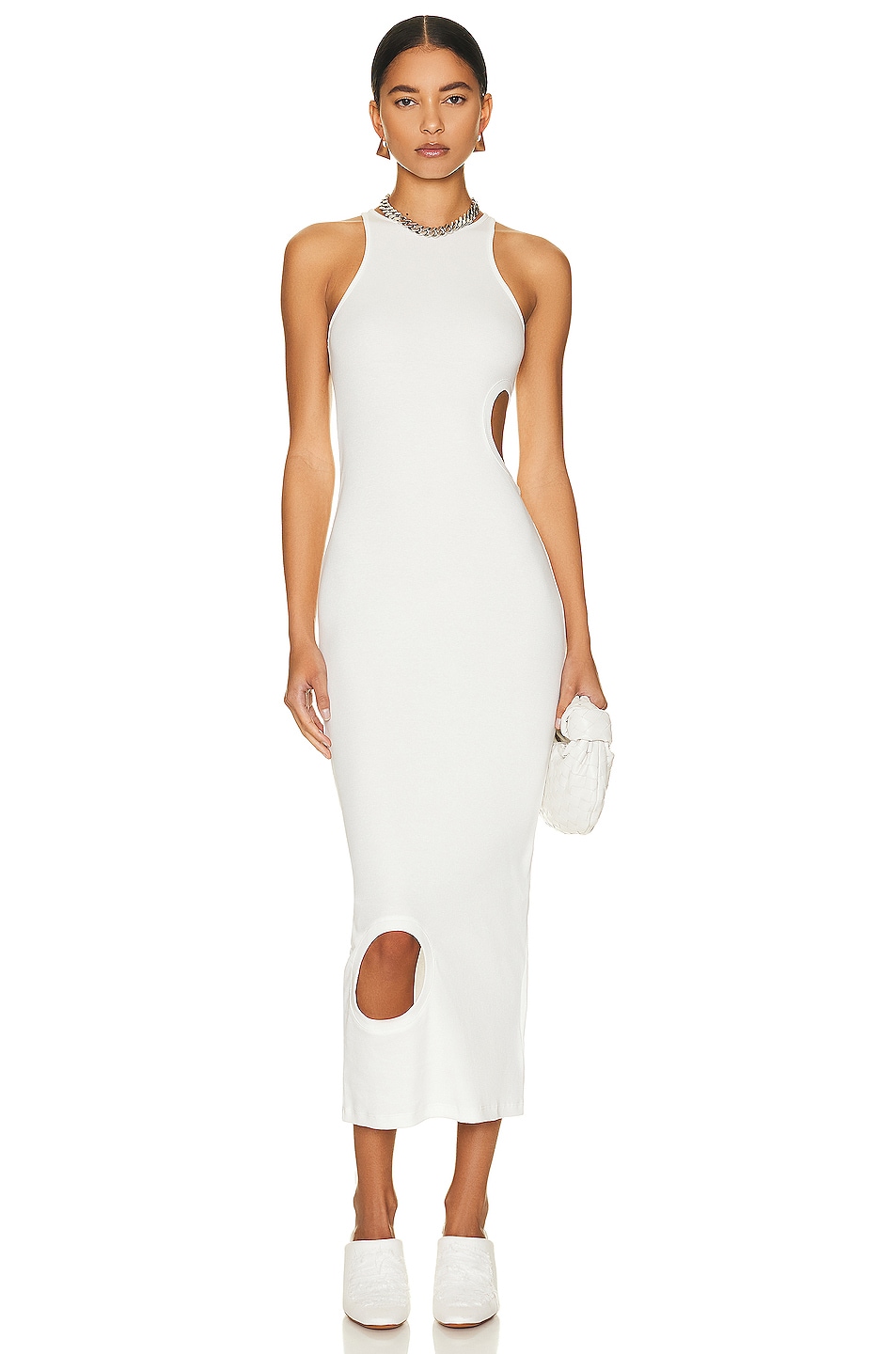 Image 1 of OFF-WHITE Meteor Ribbed Rowing Dress in White