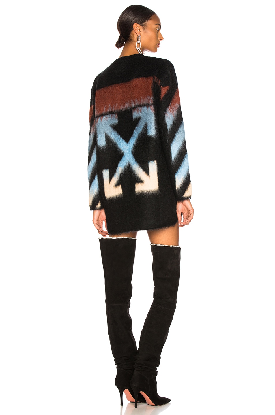 Image 1 of OFF-WHITE Diag Intarsia Mohair Sweater in Black Multicolor
