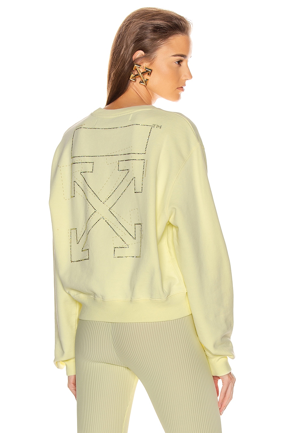 Image 1 of OFF-WHITE Shifted Crop Crewneck Sweatshirt in Yellow