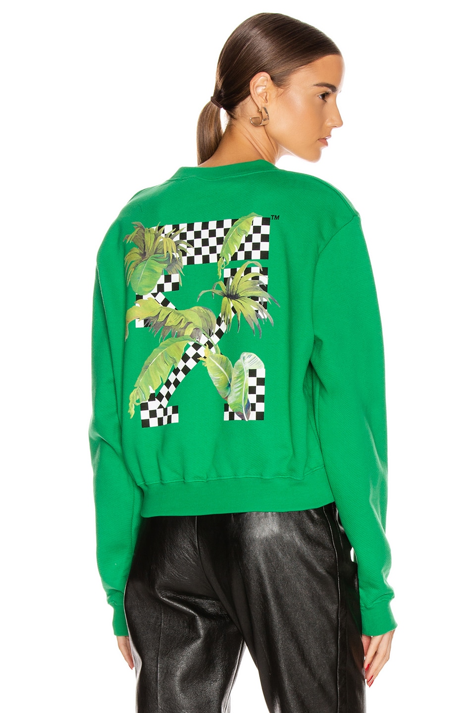 Image 1 of OFF-WHITE Racing Crewneck Sweater in Green & Black