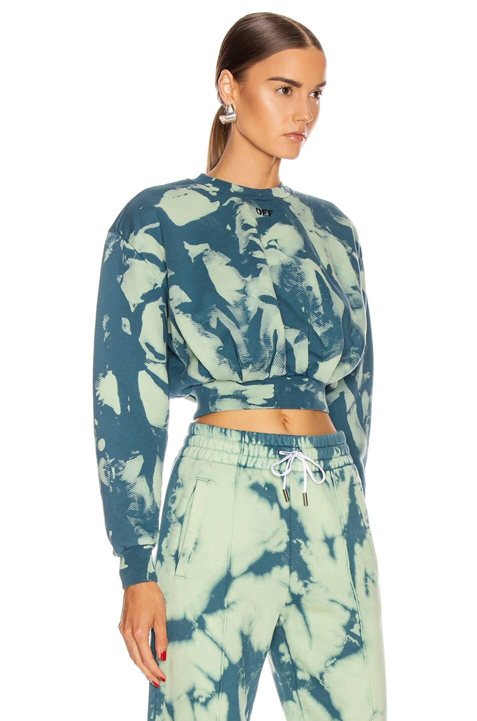 Image 2 of OFF-WHITE Tie Dye Extra Crop Sweatshirt in Gasoline