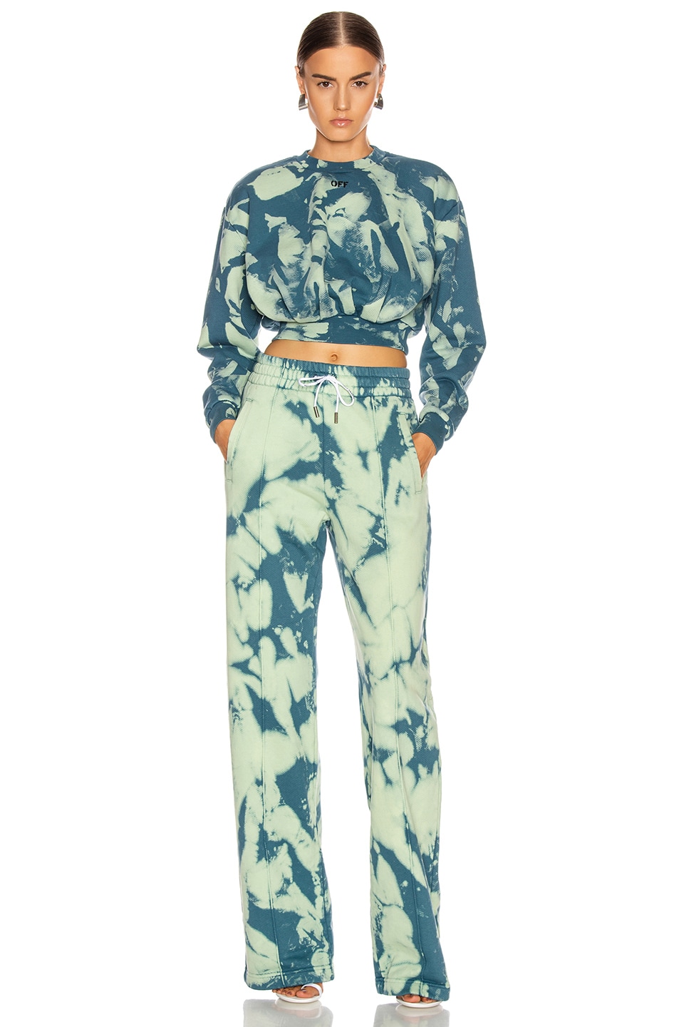 Image 4 of OFF-WHITE Tie Dye Extra Crop Sweatshirt in Gasoline