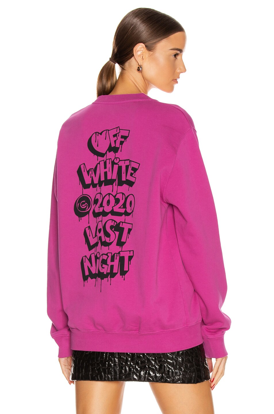 Image 1 of OFF-WHITE Markers Regular Crewneck Sweatshirt in Fuchsia & Black