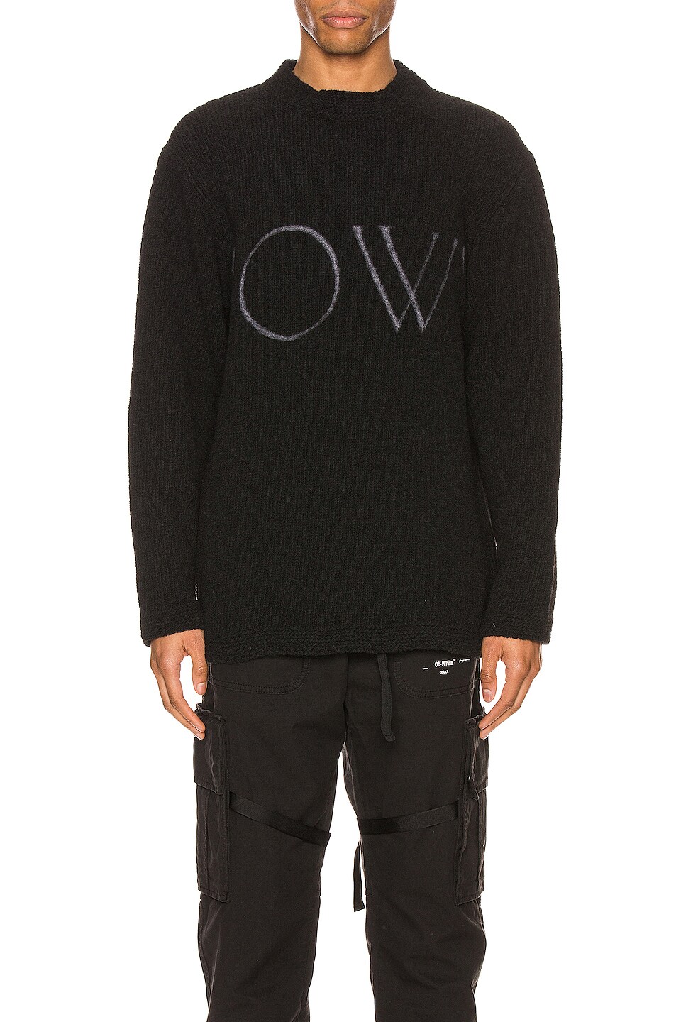 Image 1 of OFF-WHITE OW Knit Oversize Sweater in Black & White