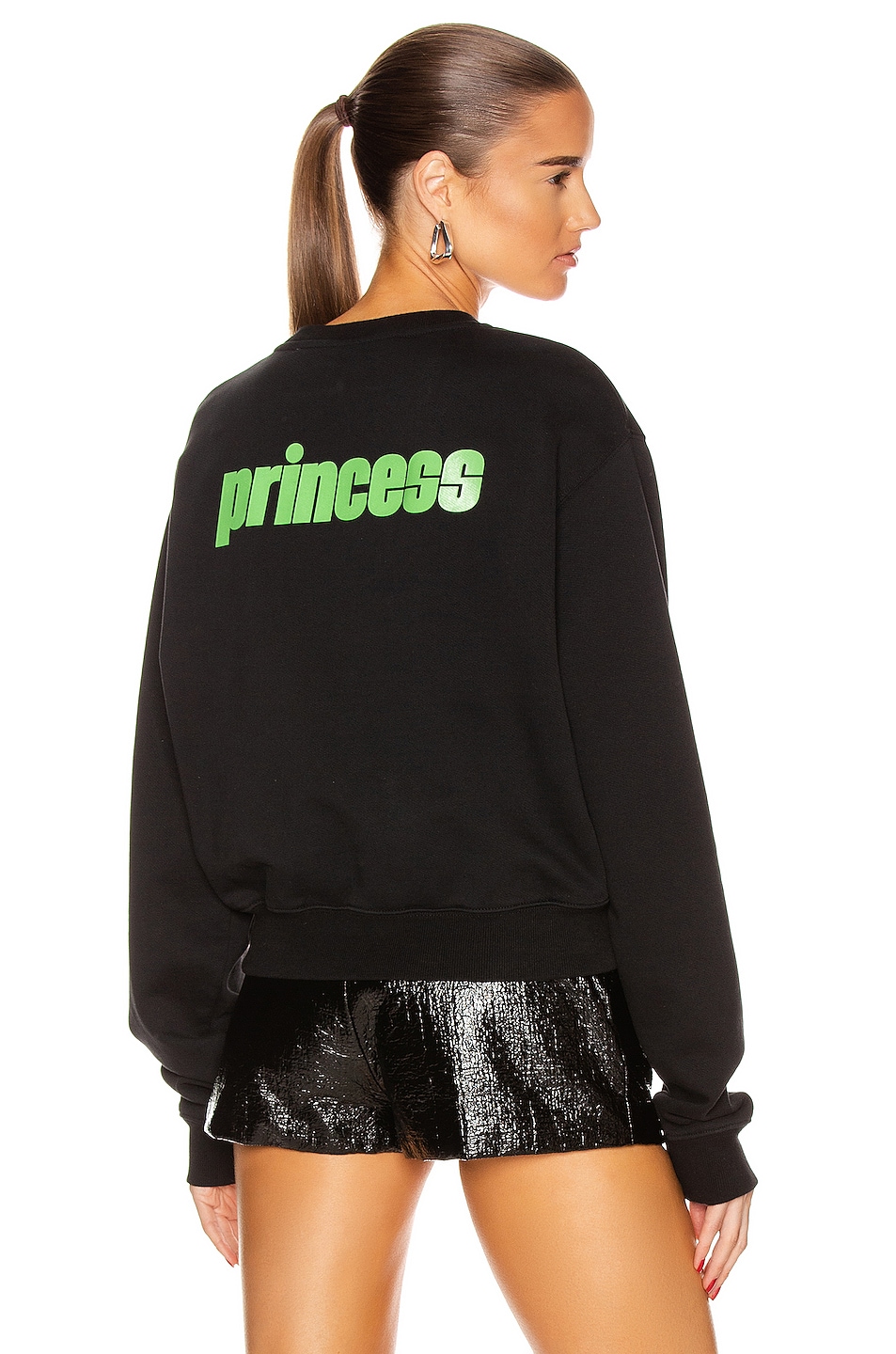 Image 1 of OFF-WHITE Princess Crop Crewneck Sweatershirt in Black