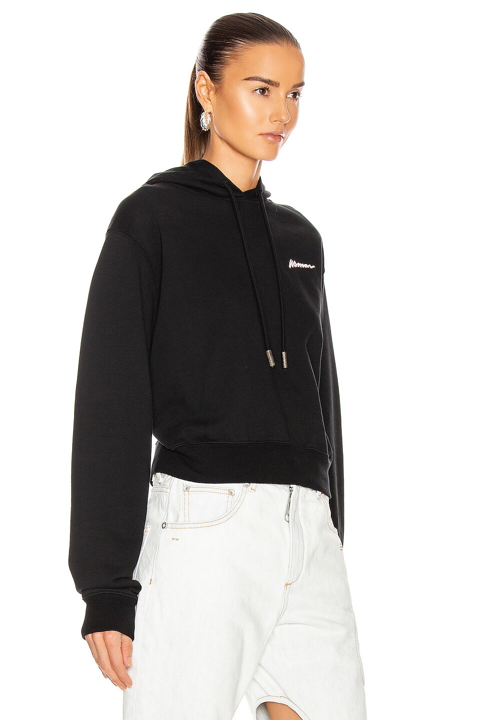 OFF-WHITE Crop Hoodie in Black | FWRD