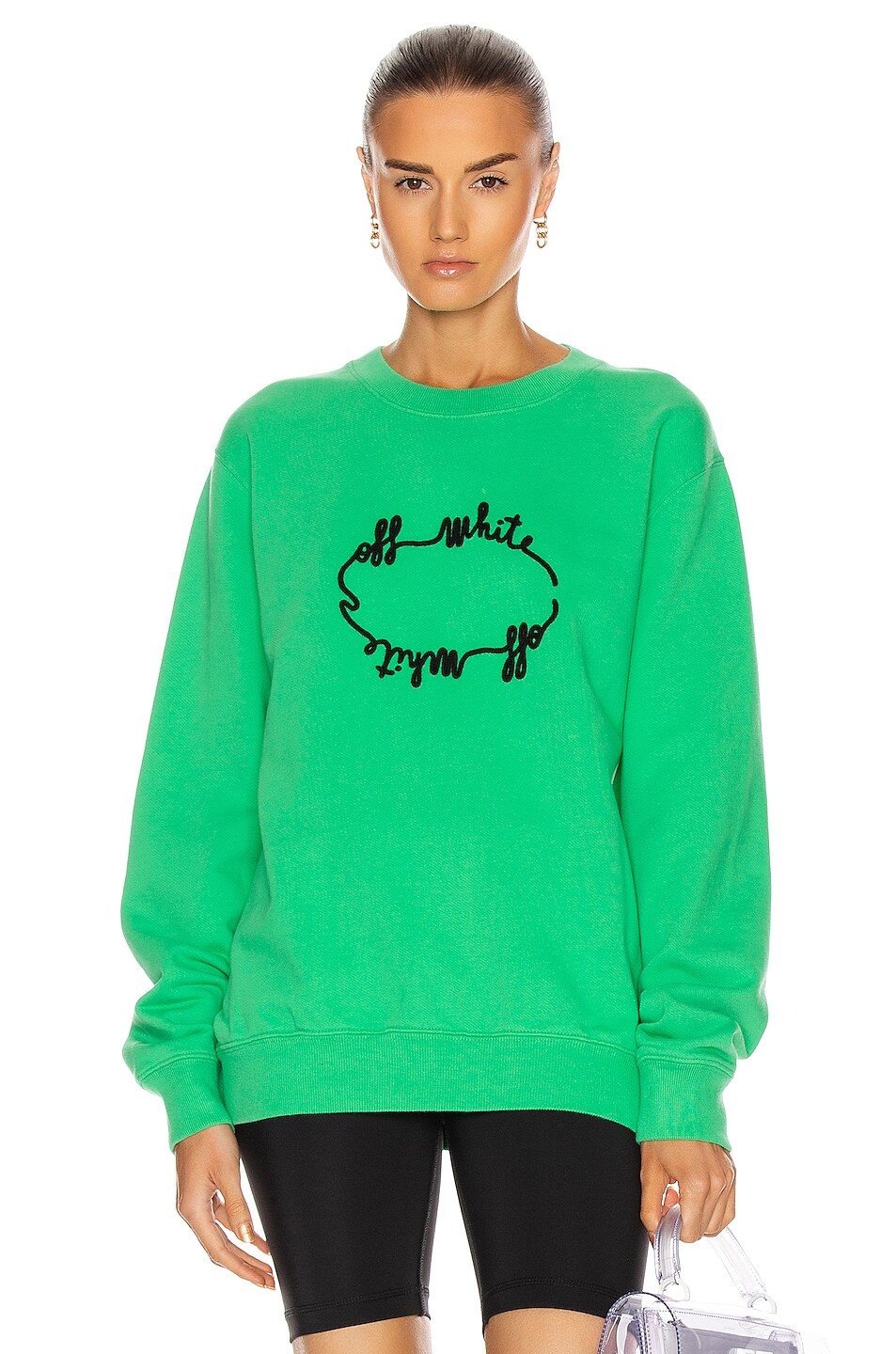 Image 1 of OFF-WHITE Circle Regular Crewneck Sweatshirt in Green & Black