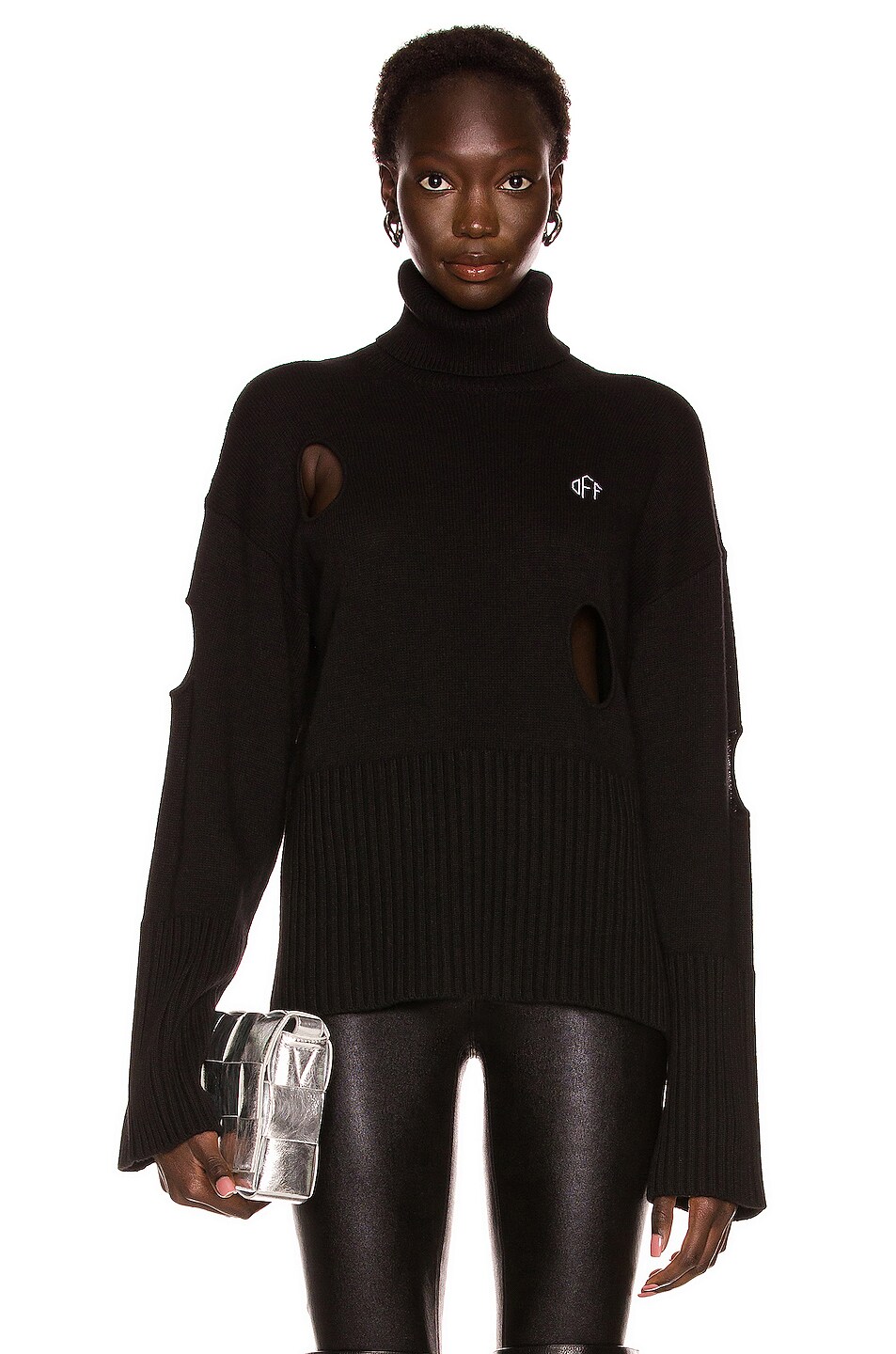 Image 1 of OFF-WHITE Meteor Turtleneck Sweater in Black & White