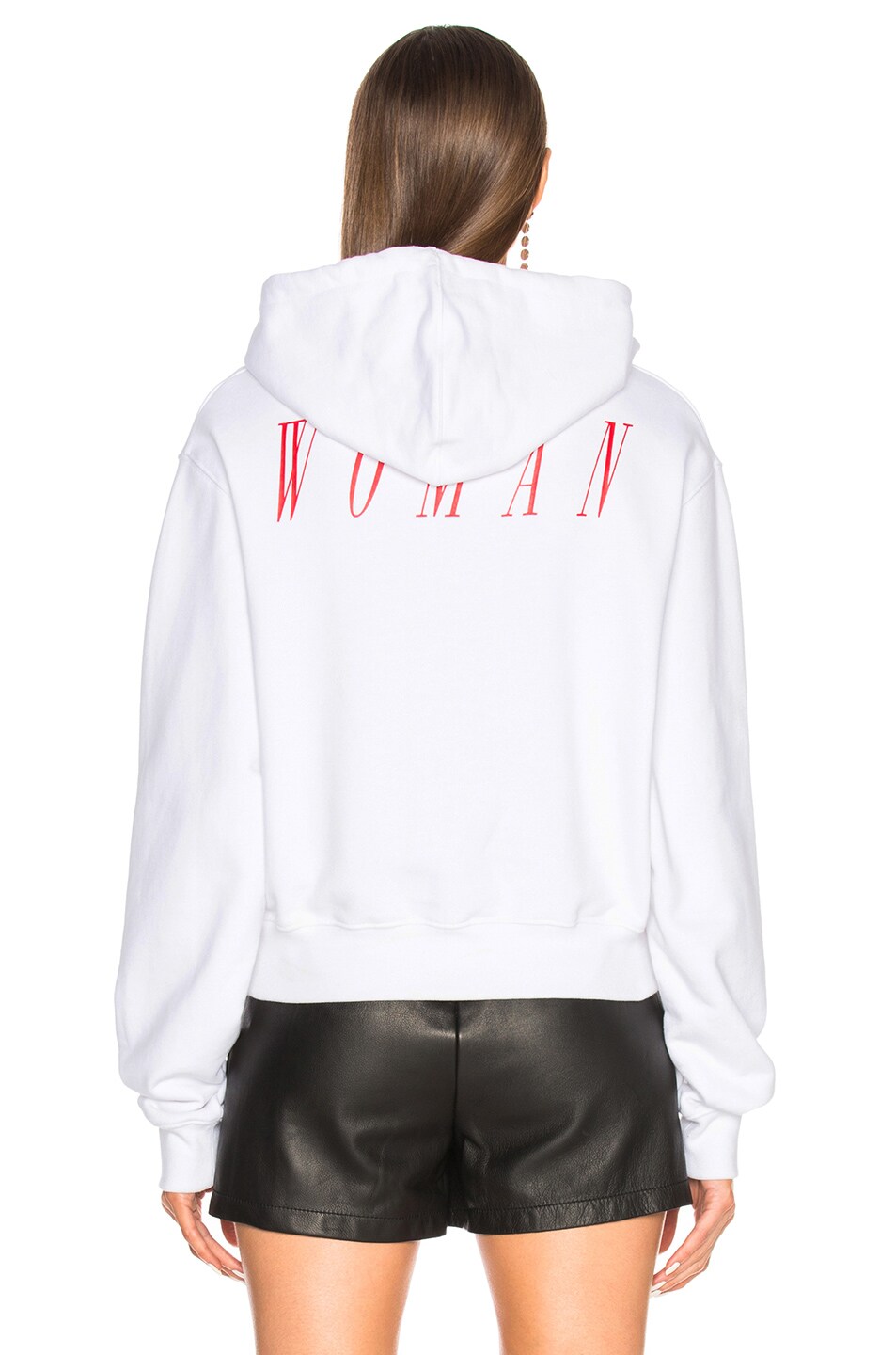 OFF-WHITE Cropped Hoodie in White & Red | FWRD
