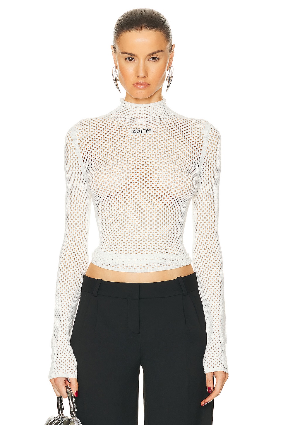 Image 1 of OFF-WHITE Long Sleeve Turtleneck Sweater in White