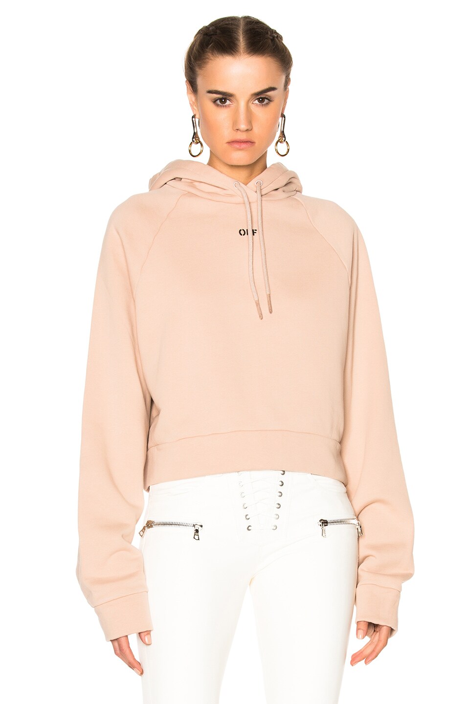 Image 1 of OFF-WHITE Off Stamp Hoodie in Nude & Black