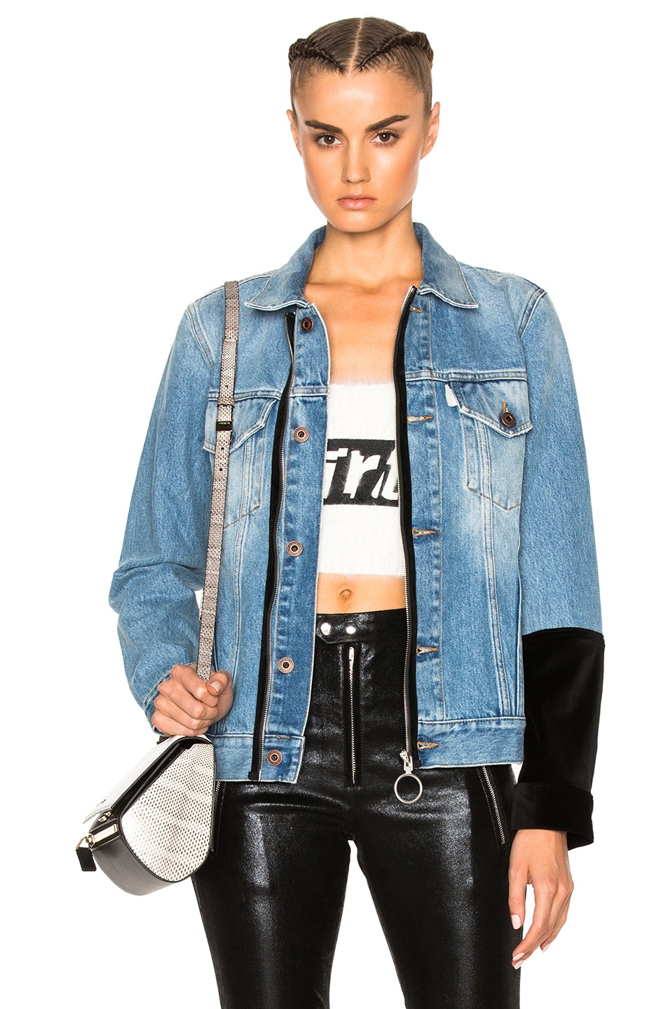 Image 1 of OFF-WHITE Denim Jacket with Patches in Blue