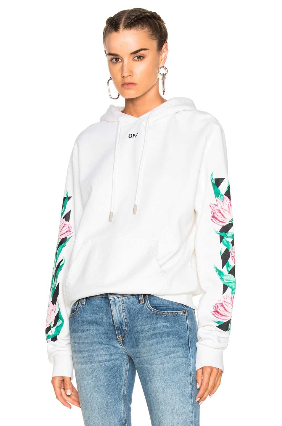 Image 1 of OFF-WHITE Tulip Diagonal Hoodie in White Multicolor