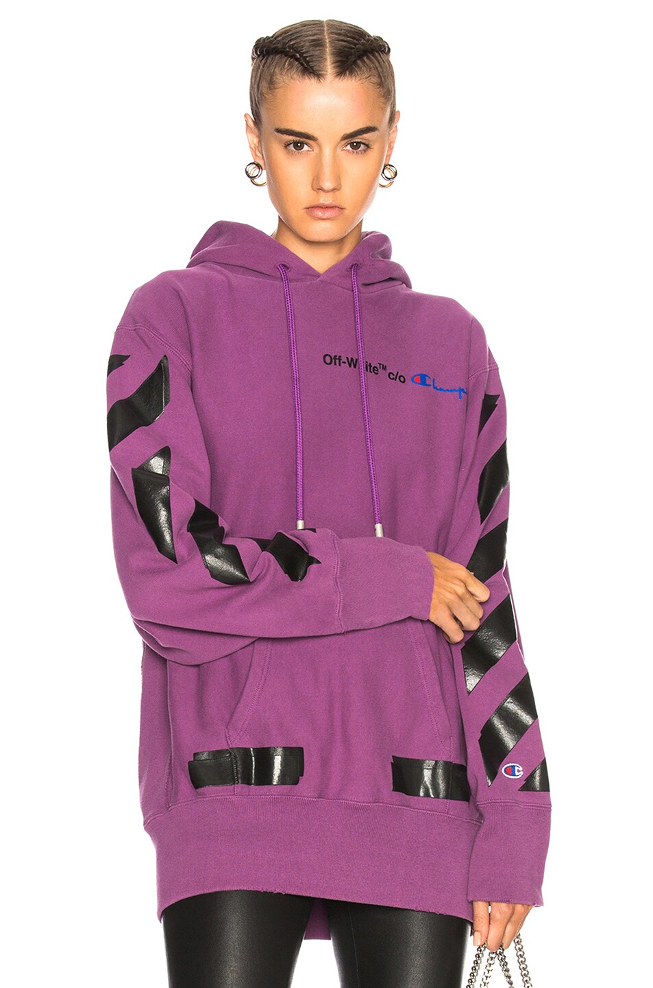 Image 1 of OFF-WHITE Champion Hoodie in Violet & Black