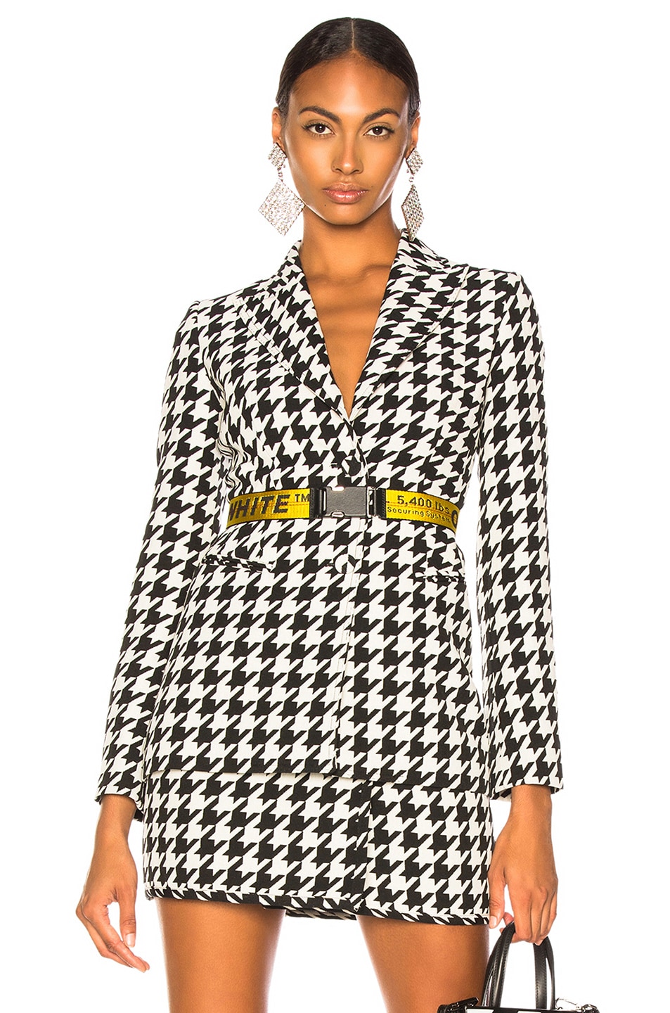 Image 1 of OFF-WHITE Pied de Poule Skinny Jacket in All Over Houndstooth