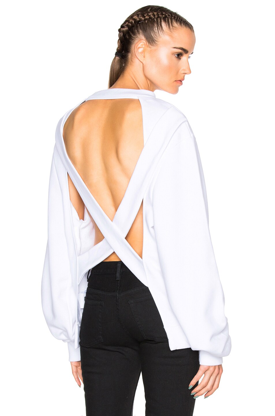 Image 1 of OFF-WHITE Cross Lace Sweatshirt in White & Black