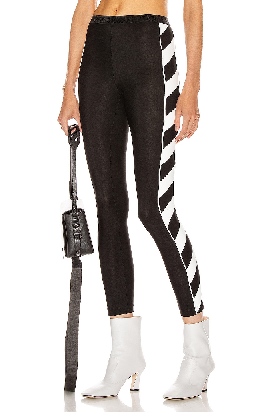 Image 1 of OFF-WHITE Diagonal Athletic Legging in Black & White