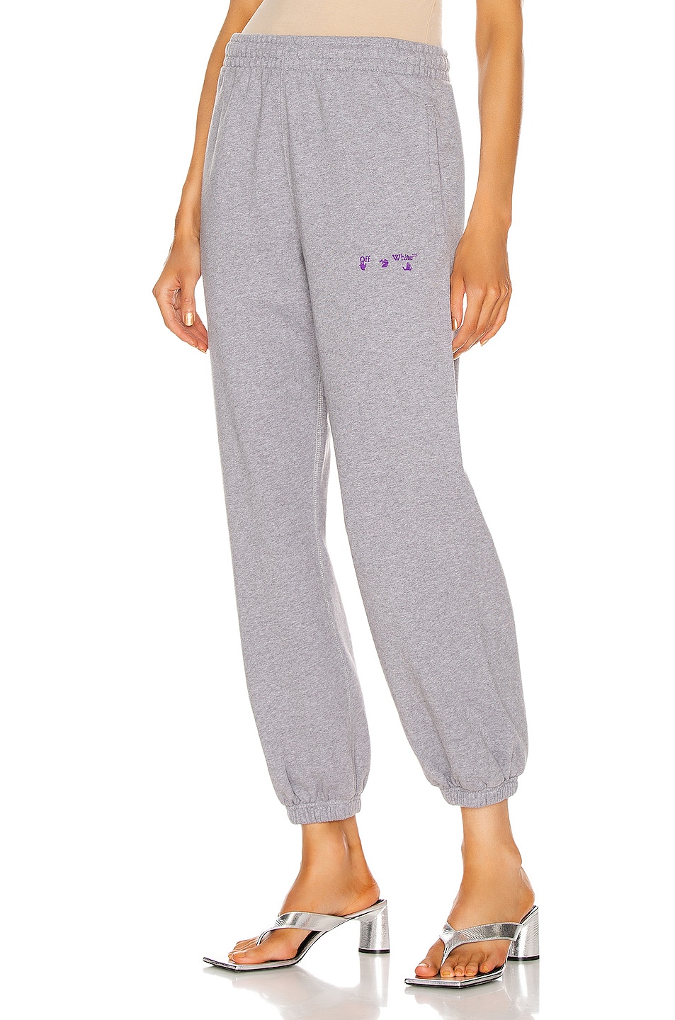Image 1 of OFF-WHITE Logo Slim Sweatpant in Light Grey & Violet