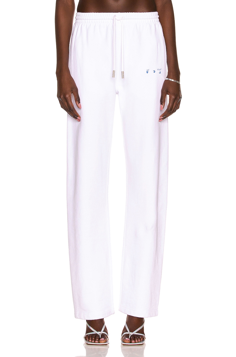 Image 1 of OFF-WHITE Swimming Logo Tapered Pant in White & Blue