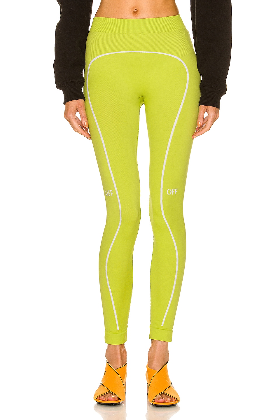 Image 1 of OFF-WHITE Athleisure Off Stamp Seamless Legging in Yellow Fluorescent