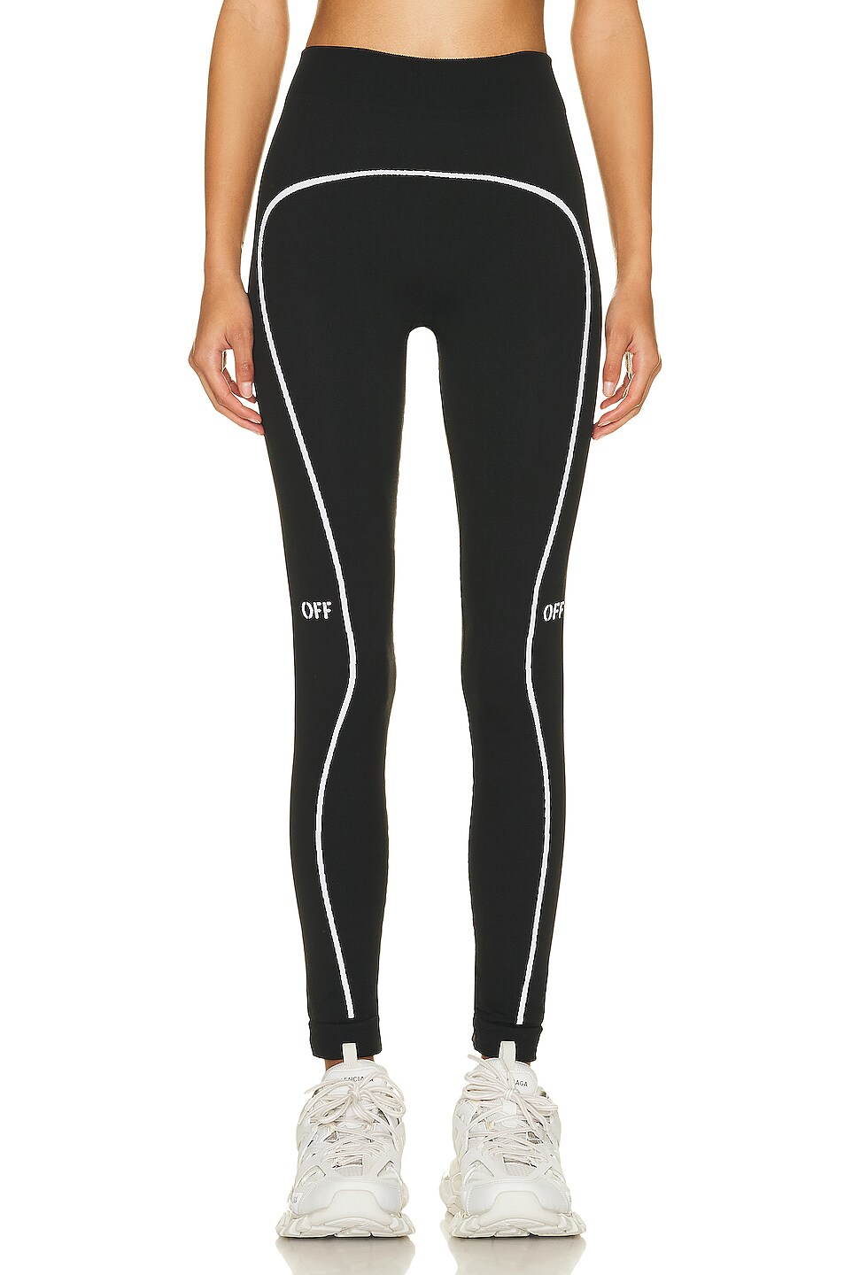 Image 1 of OFF-WHITE Athleisure Off Stamp Seamless Legging in Black & White