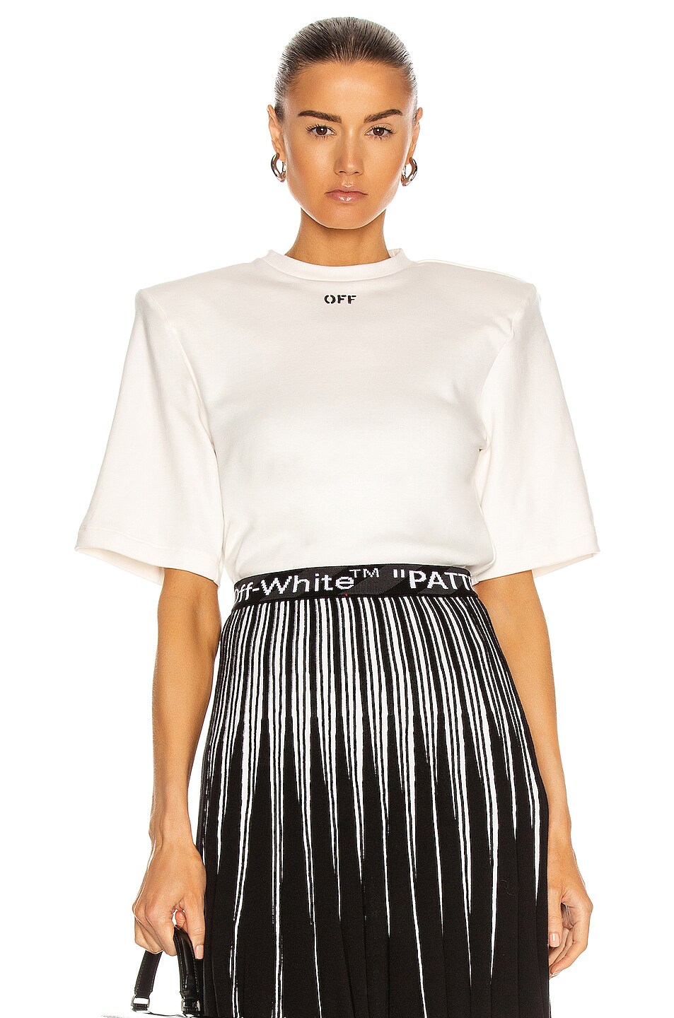 Image 1 of OFF-WHITE Shoulder Pad T-Shirt in White & Black
