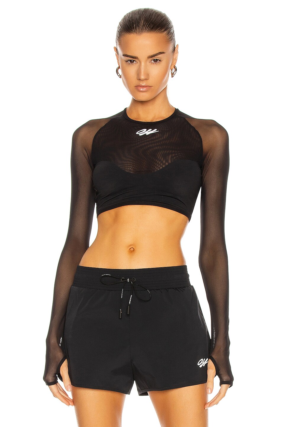 Image 1 of OFF-WHITE Athleisure Cropped Top in Black & White