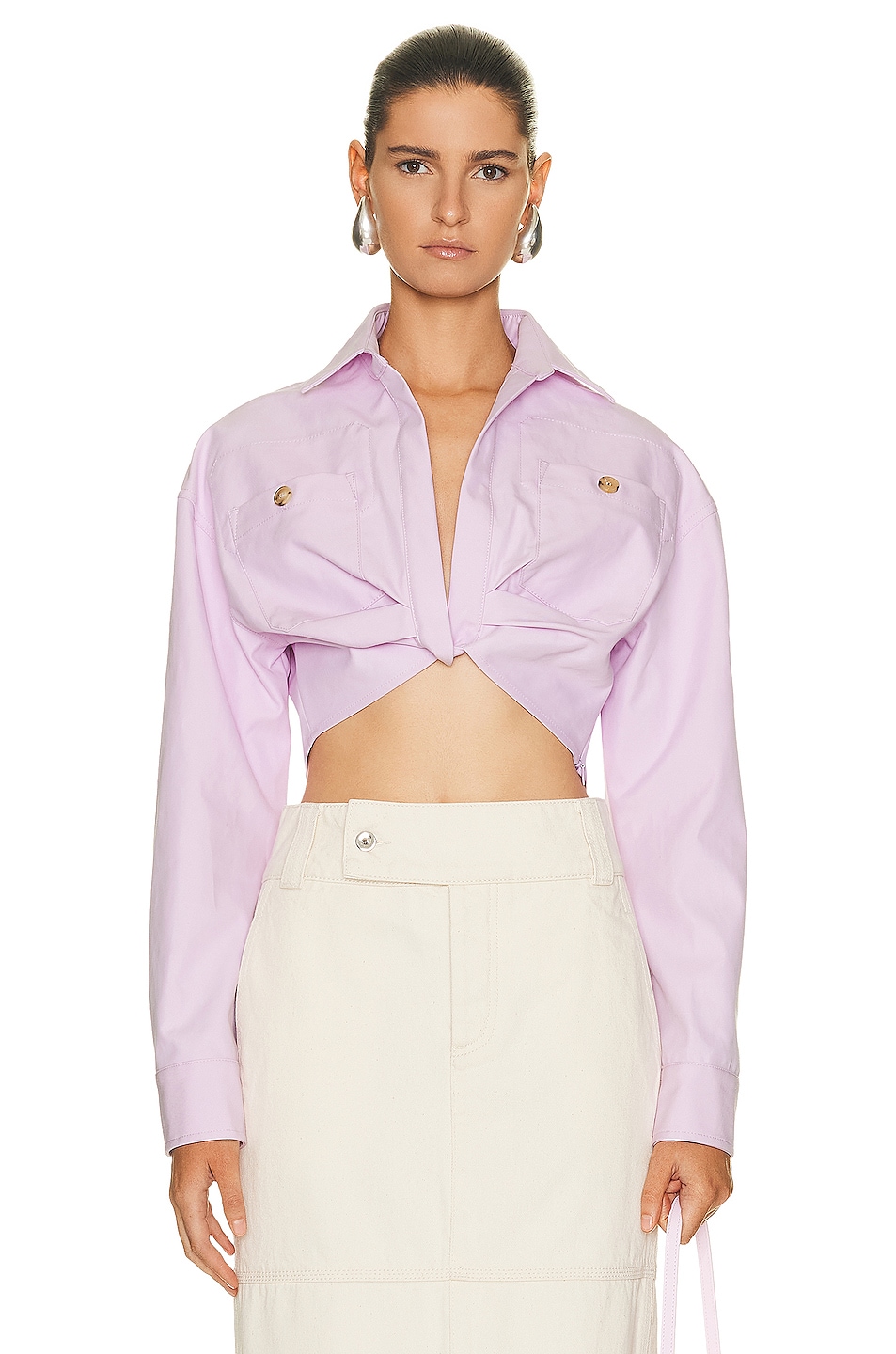 Image 1 of OFF-WHITE Twist Cargo Crop Shirt in Lilac