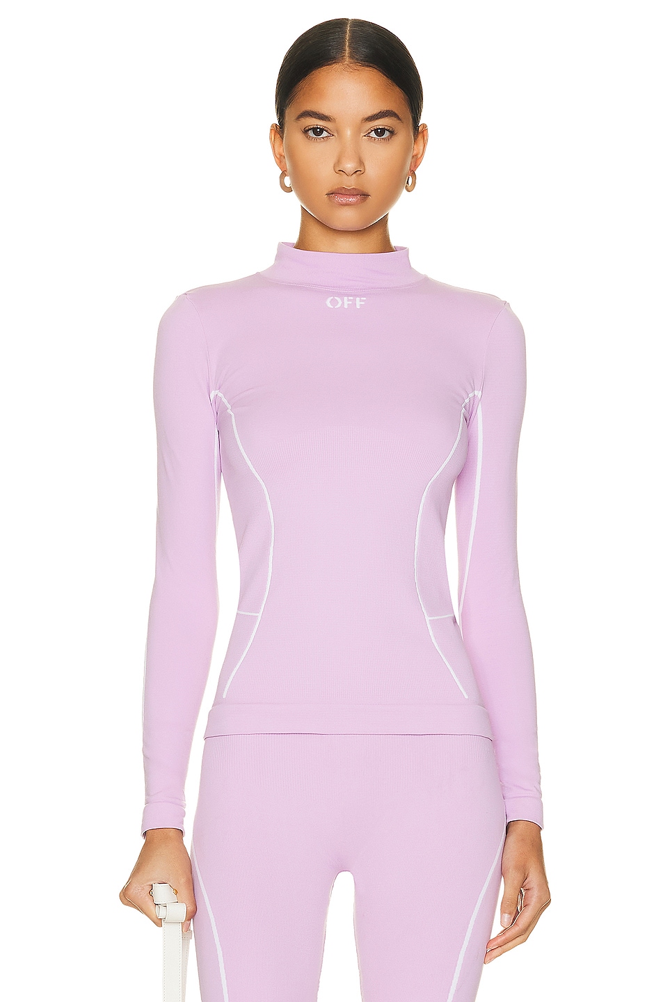 Image 1 of OFF-WHITE Athleisure Off Stamp Seamless T-Shirt in Lilac & White