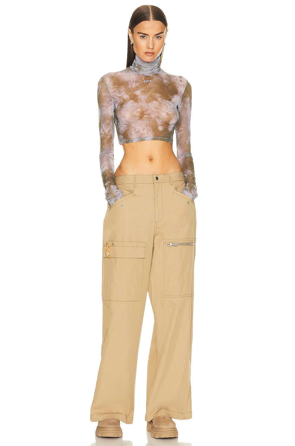 Offwhite Bow Tie Peplum Stylish Long Sleeve Top