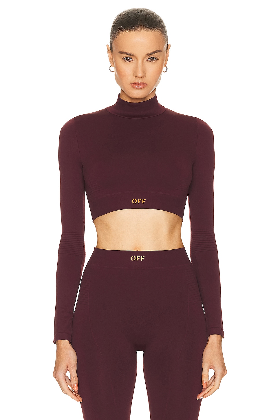 Image 1 of OFF-WHITE Long Sleeve Crop Top in Fig Pureed Pumpkin