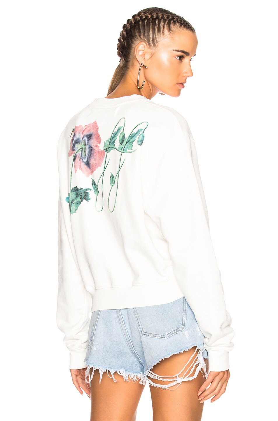 Image 1 of OFF-WHITE Off Poppy Cropped Longsleeve Top in White Multi