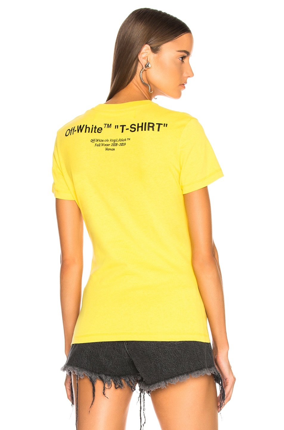 Image 1 of OFF-WHITE Quotes Fitted Tee in Yellow & Black