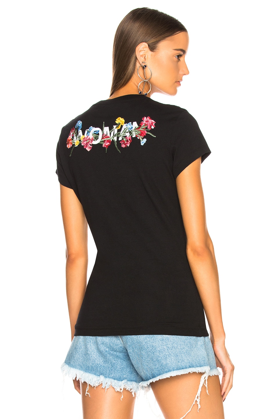 Image 1 of OFF-WHITE Flowers Fitted Tee in Black & Multicolor