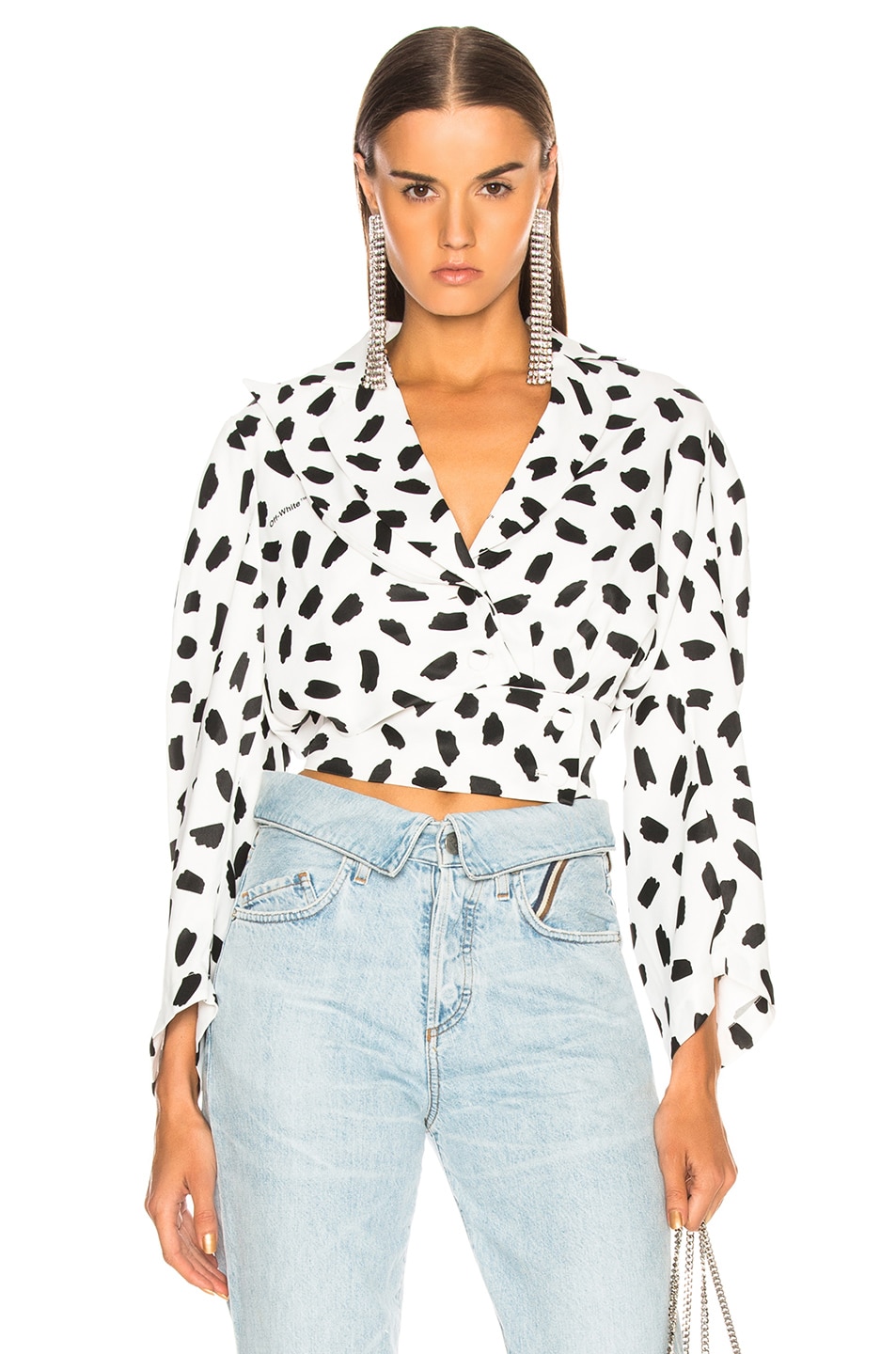 Image 1 of OFF-WHITE Puffy Sleeve Top in Black & White