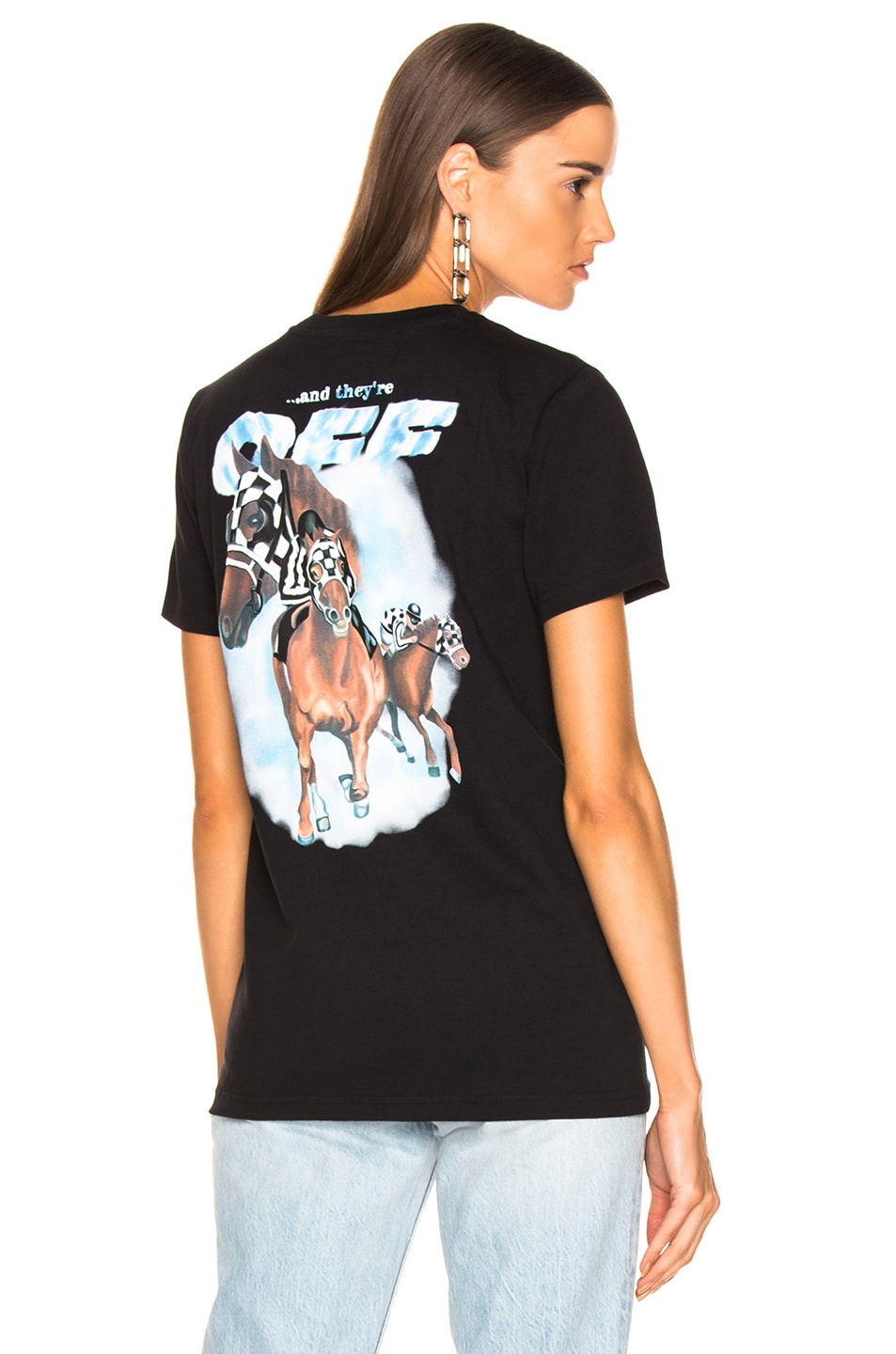 Image 1 of OFF-WHITE Modern Horse Casual Tee in Black Multicolor