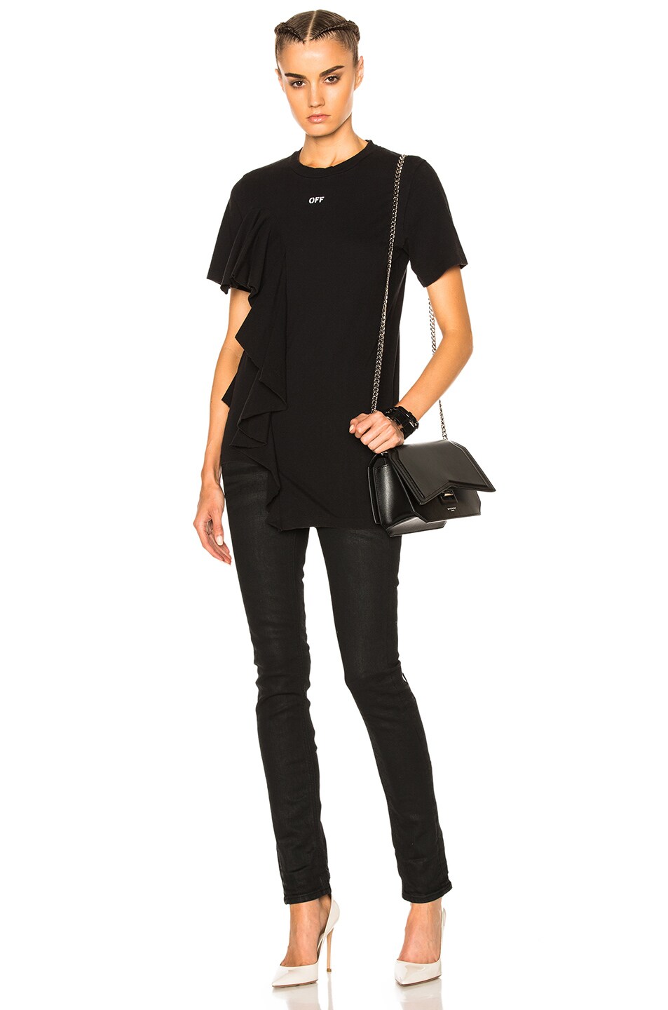 Image 1 of OFF-WHITE Ruffle Tee in Black
